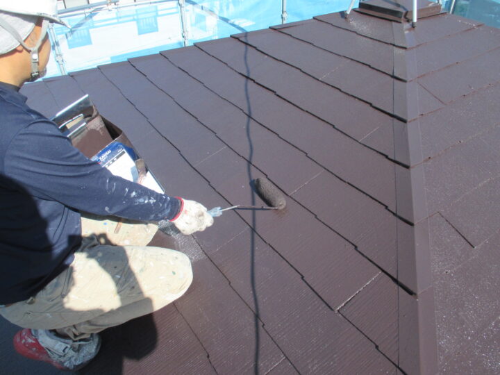 屋根【上塗り作業中】